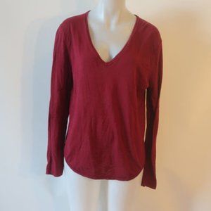 Womens 360 Sweater Burgundy Red V-Neck Sweater S *